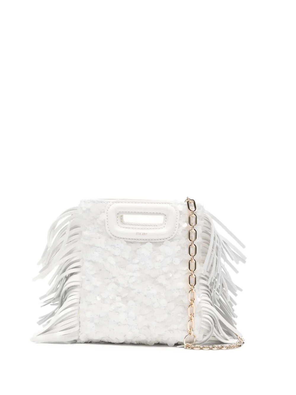Maje Borsa mini con paillettes - Bianco