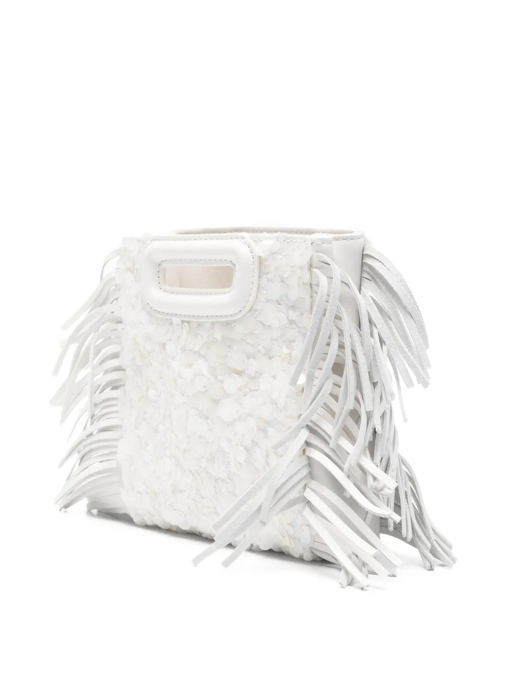  Maje Fringe Sequin Mini Bag - White 