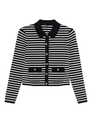 Maje Cardigan With Embroidered Collar | Blue | FARFETCH RO