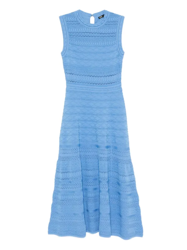 Maje Openwork Knitted Midi Dress | Blue | FARFETCH CY