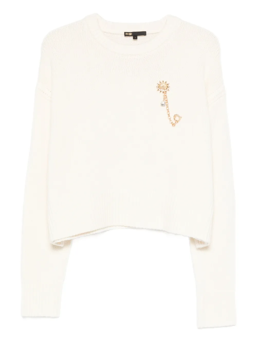 Maje Gerippter Pullover mit Applikation - Nude