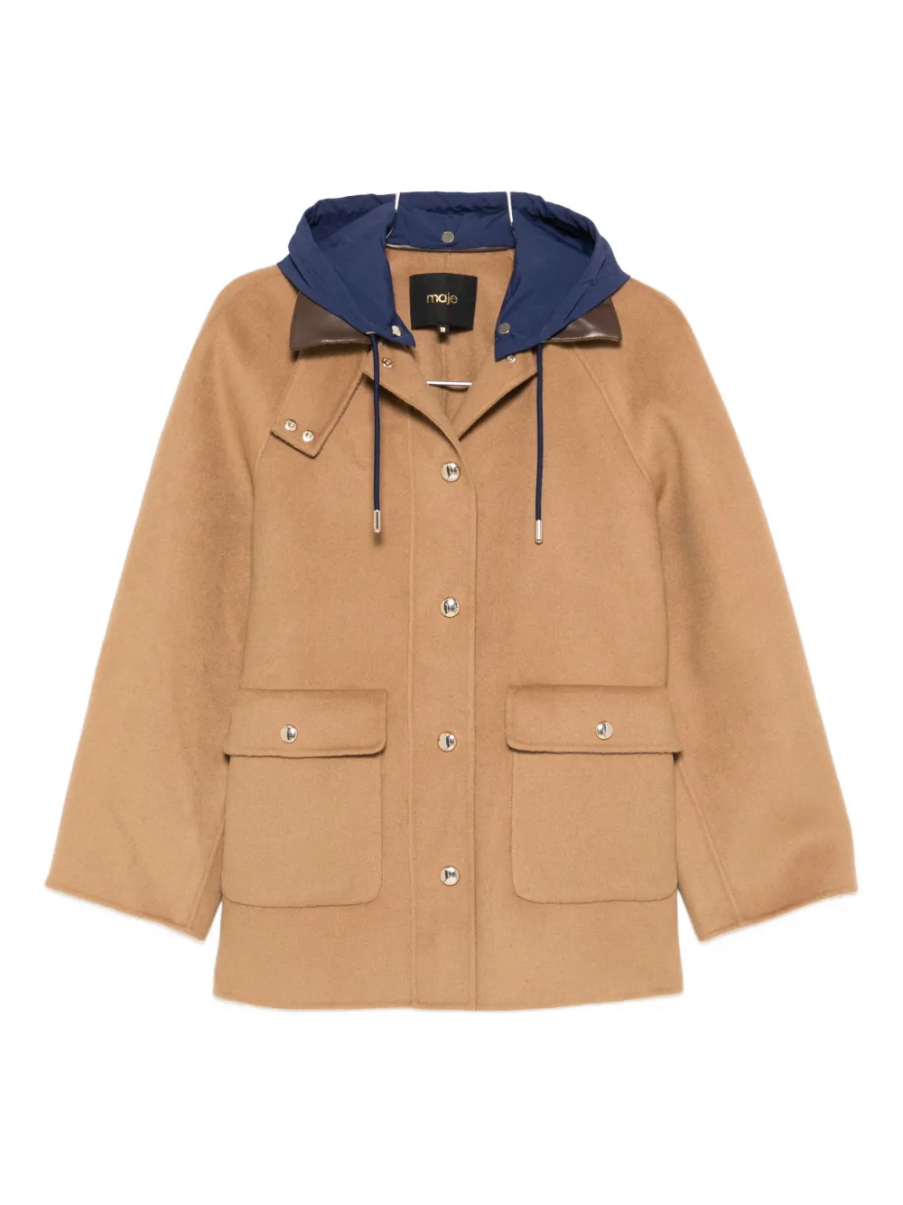 Maje Cappotto monopetto con cappuccio rimovibile - Marrone