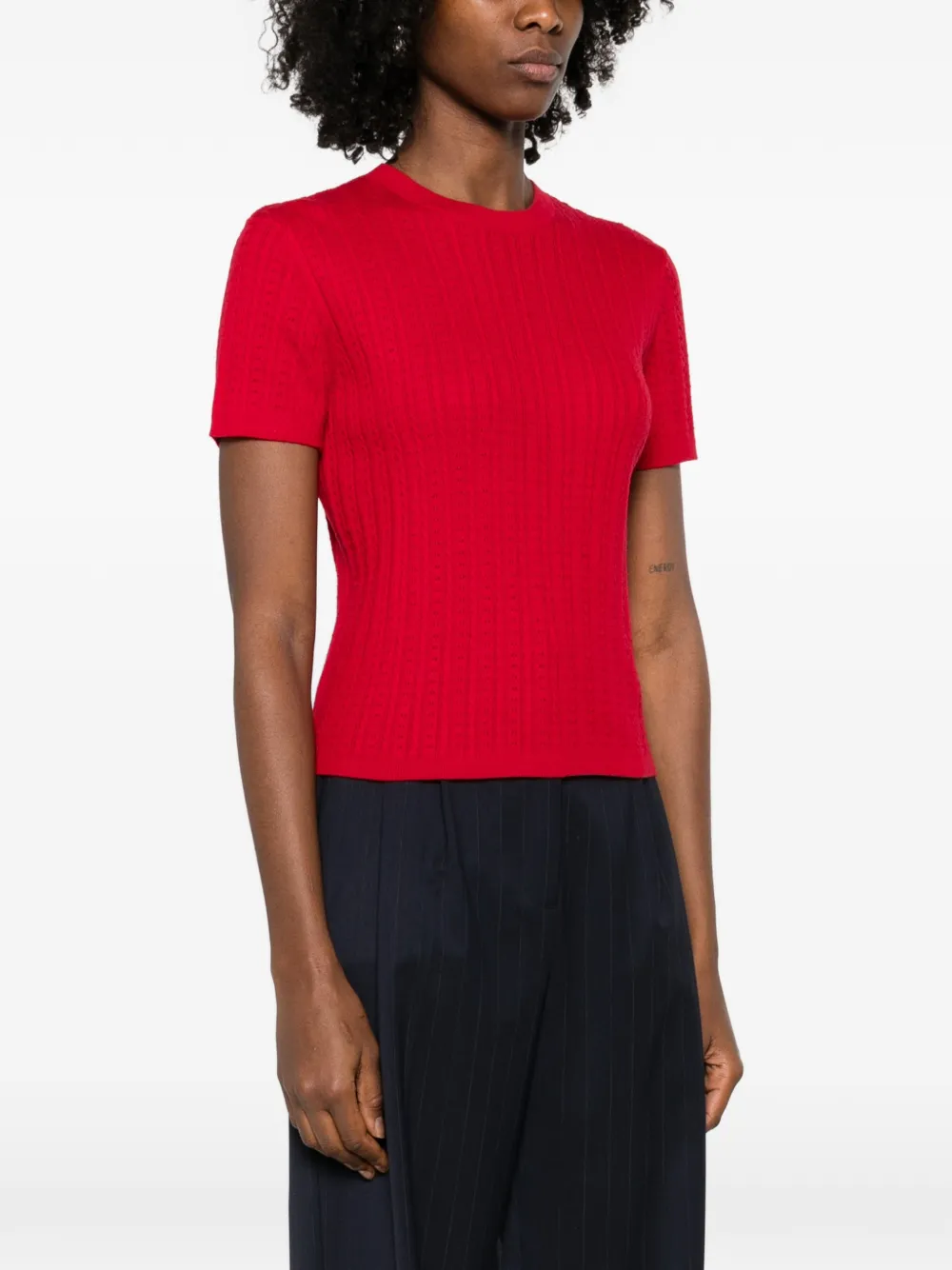  Maje Cable-knit Crew-neck Top - Red 
