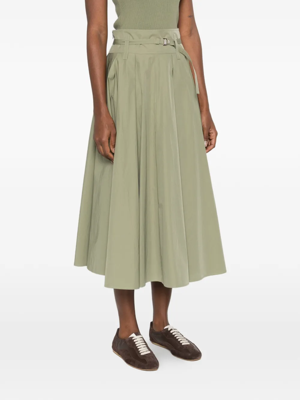  Maje Belted A-line Midi Skirt - Green 