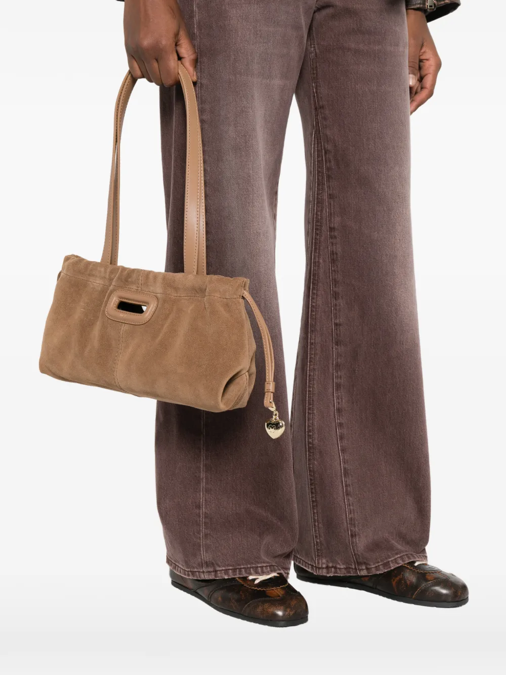  Maje Heart-charm Shoulder Bag - Brown 