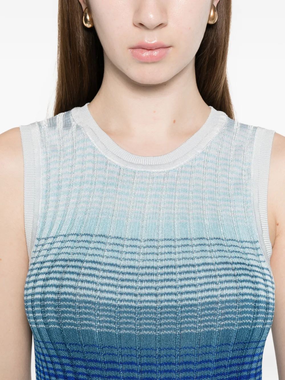 Maje Gestreepte midi-jurk met ombré Blauw