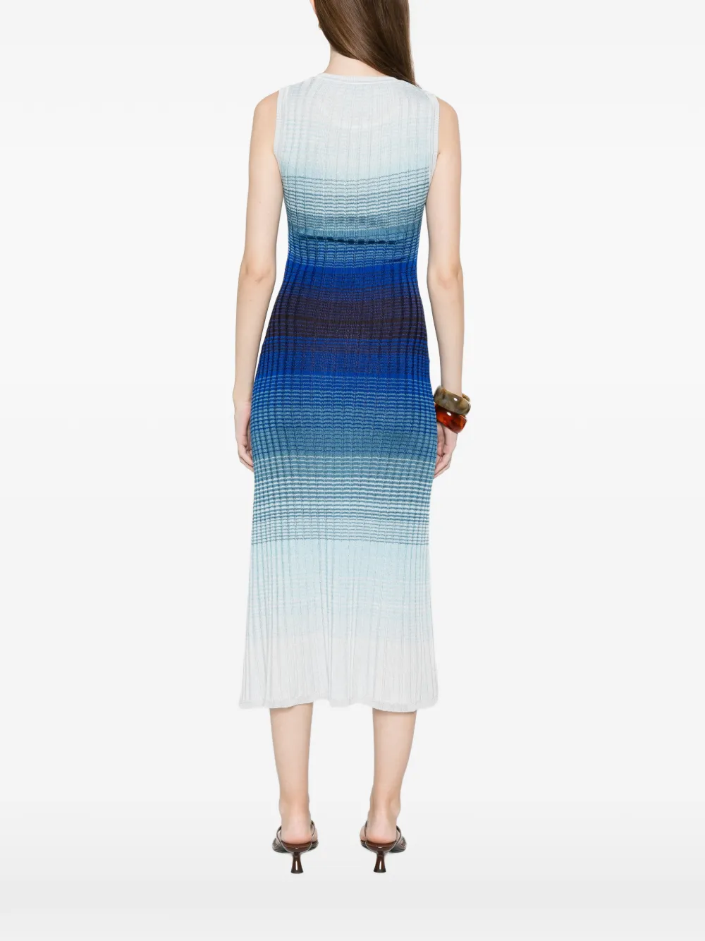 Maje Gestreepte midi-jurk met ombré Blauw