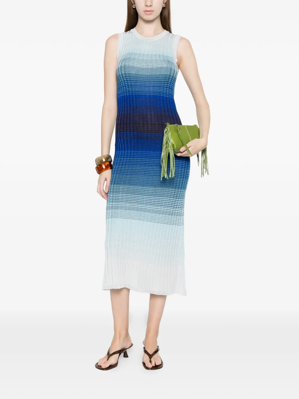  Maje Striped Midi Dress - Blue 
