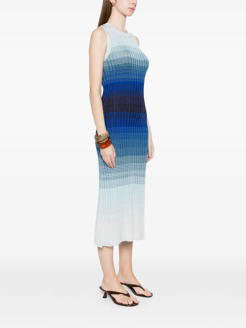  Maje Striped Midi Dress - Blue 