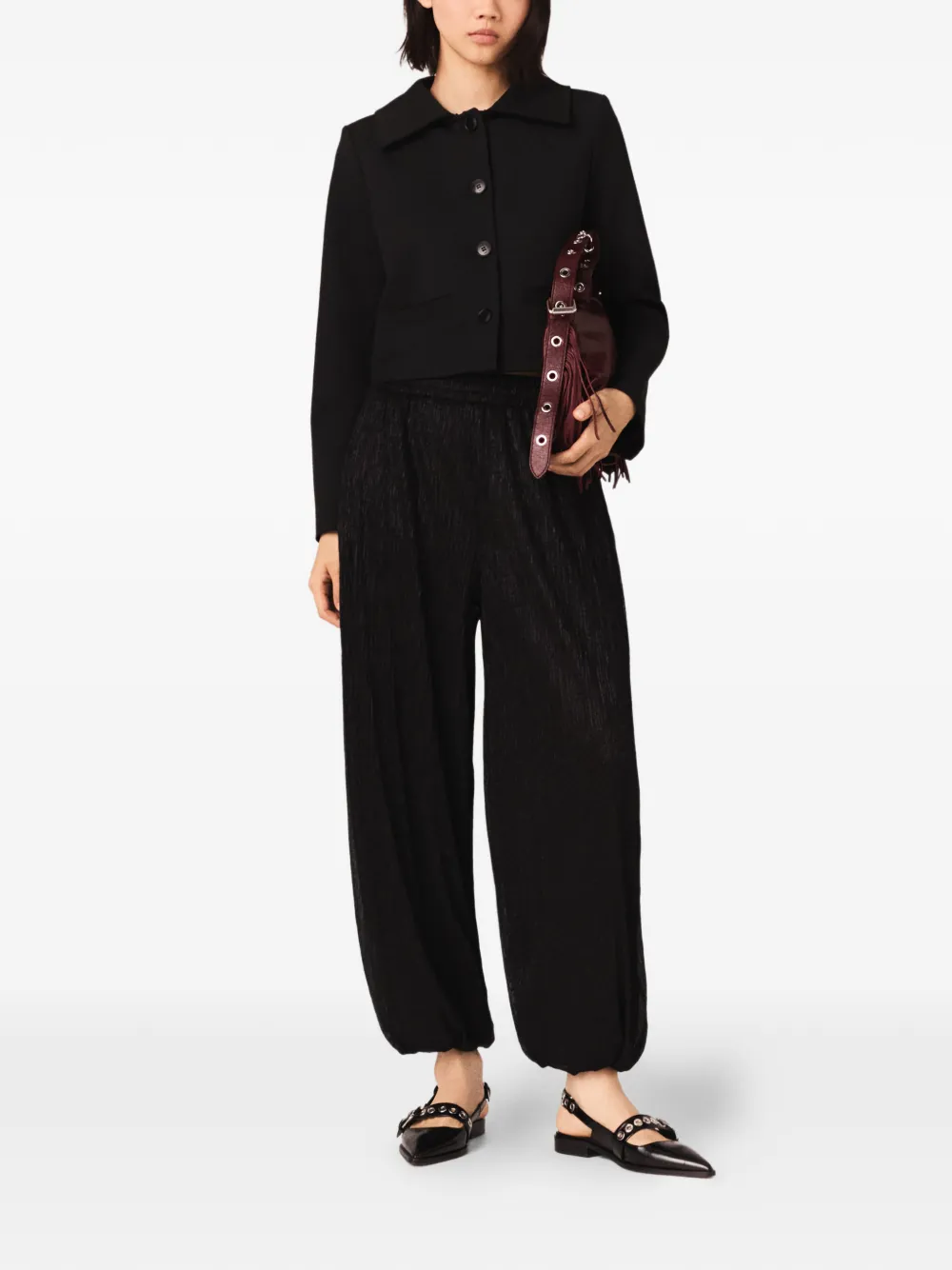 Maje Broek met metallic-effect Zwart