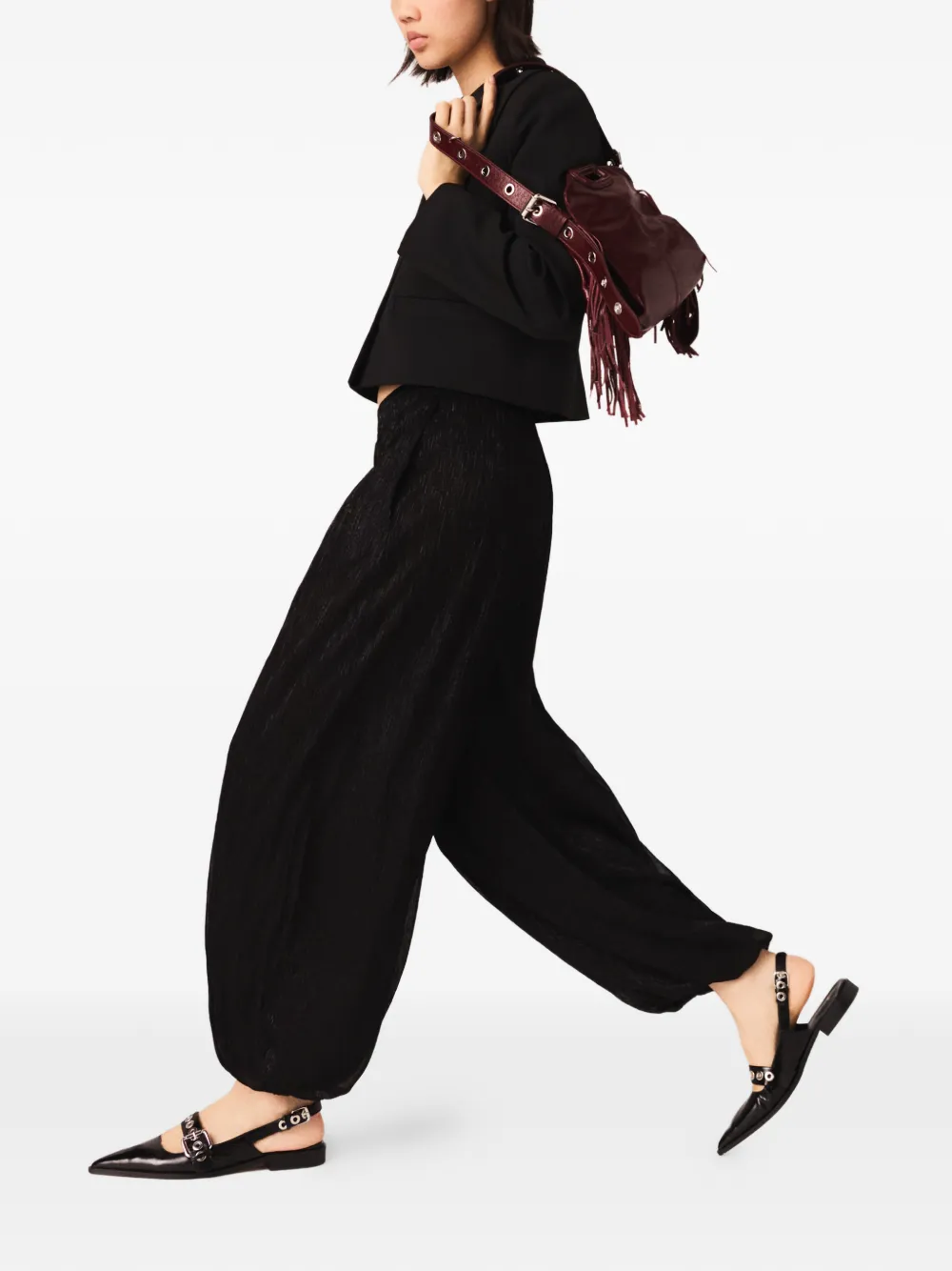 Maje Broek met metallic-effect Zwart