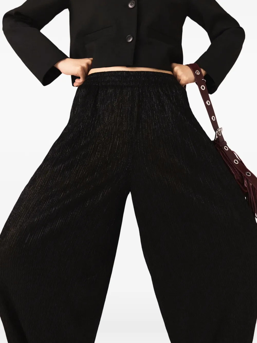 Maje Broek met metallic-effect Zwart