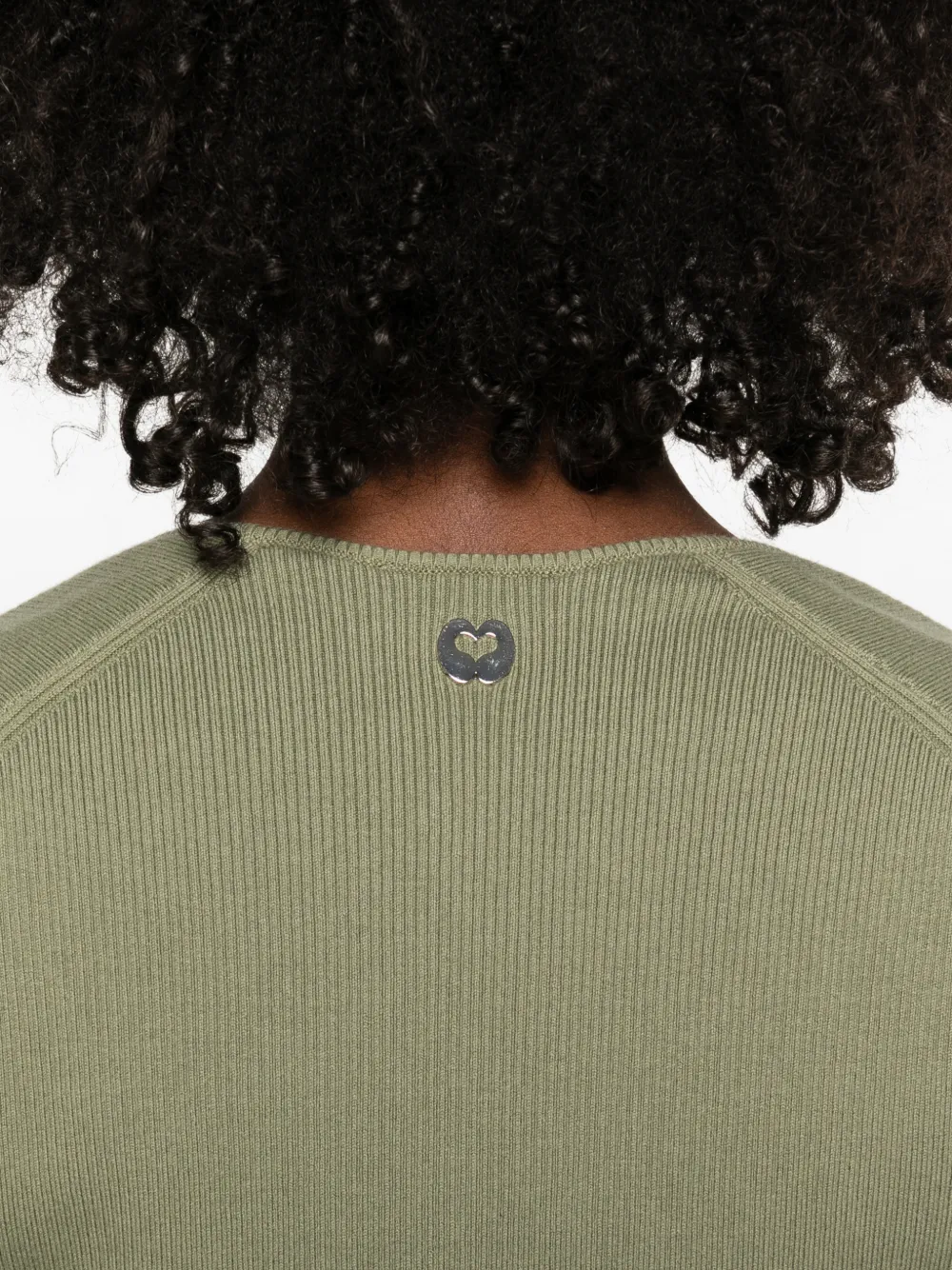 Maje Geribbeld T-shirt met vierkante hals Groen