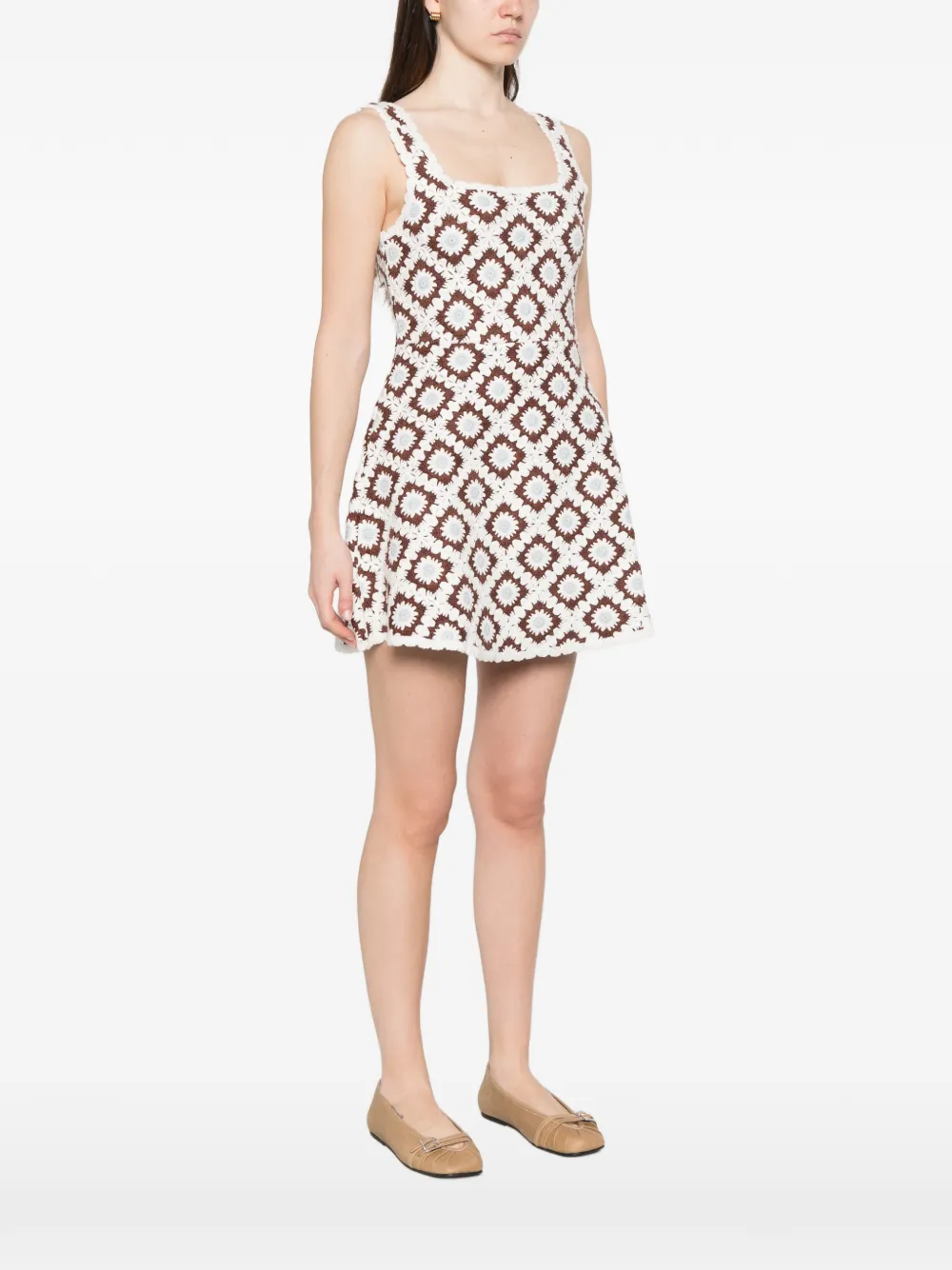 Maje Mini-jurk met patroon Bruin