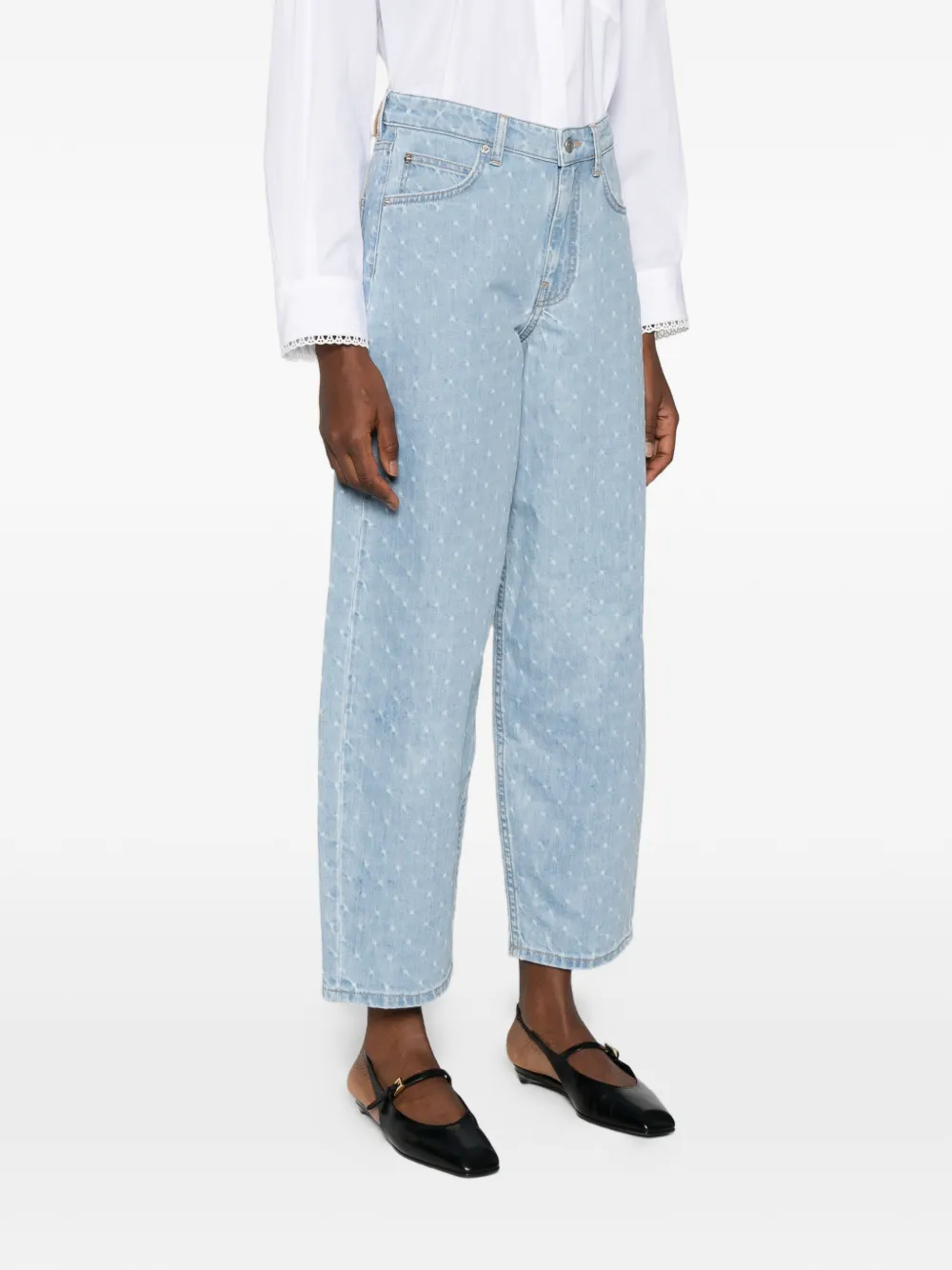  Maje Printed Cotton Wide-leg Jeans - Blue 