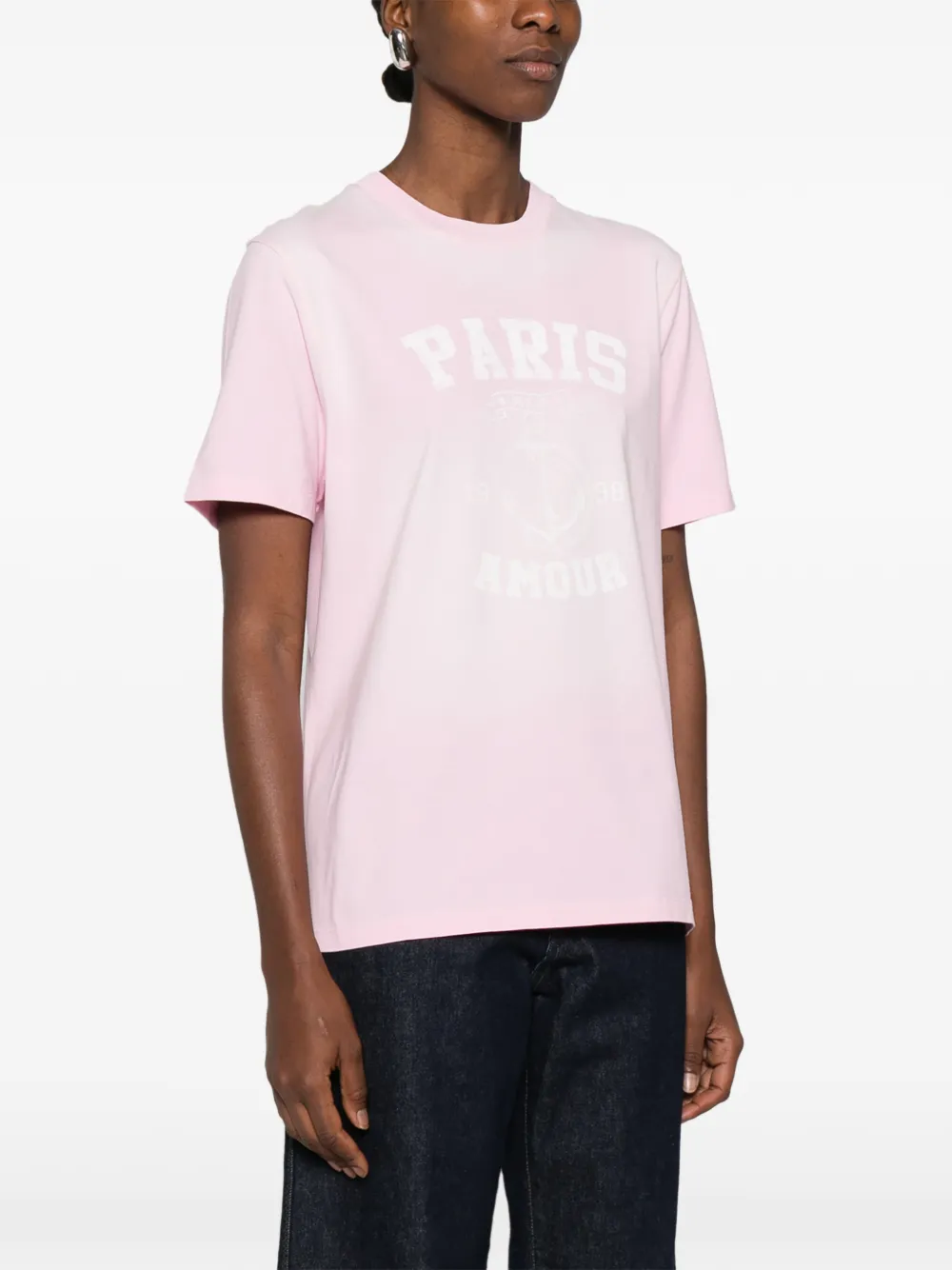 Maje Katoenen T-shirt met borduurwerk Roze
