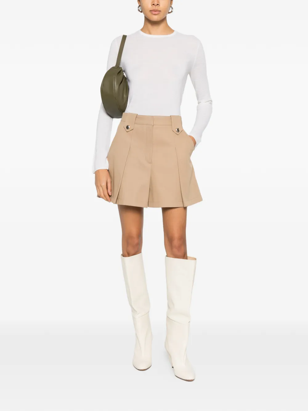  Maje Pleated Buttoned Shorts - Neutrals 