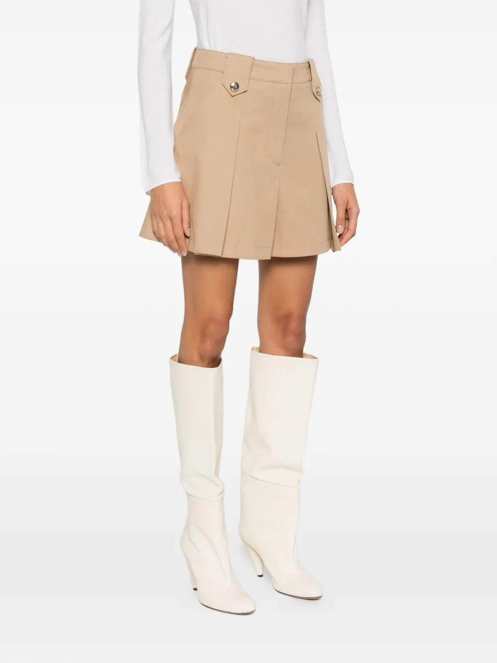  Maje Pleated Buttoned Shorts - Neutrals 