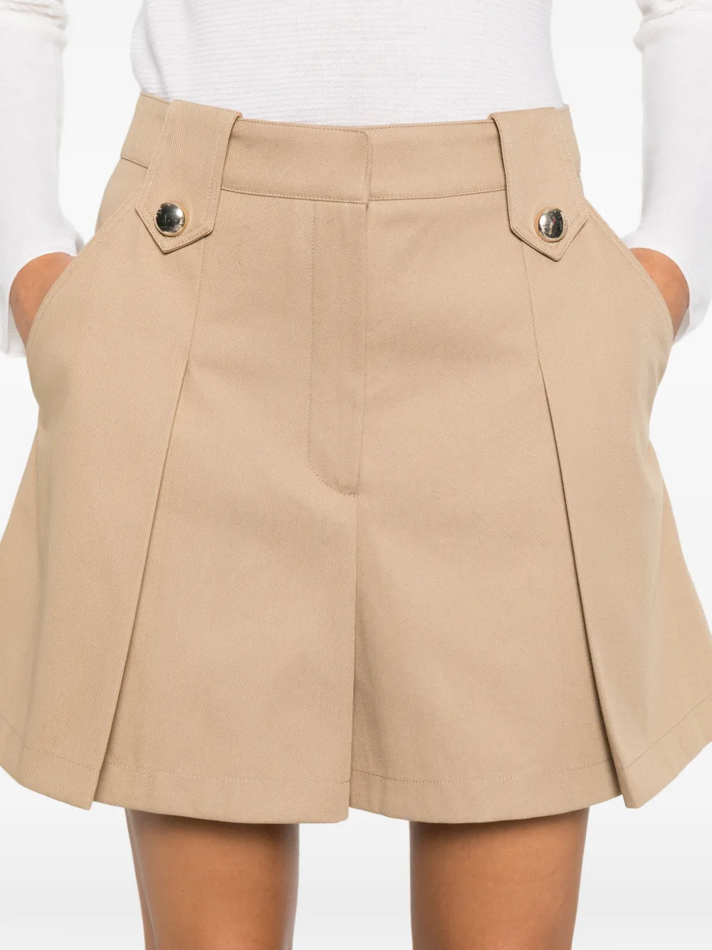 Maje Geplooide katoenen shorts Beige
