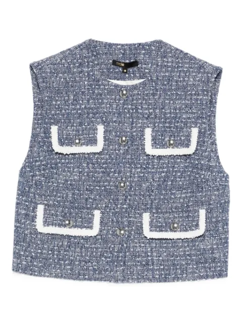 Maje top de tweed sin mangas con botones