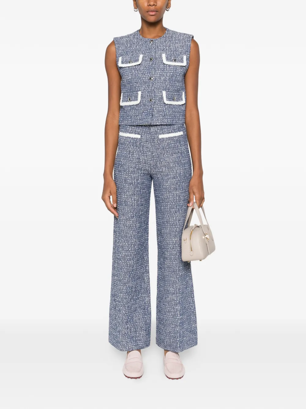 Maje Tweed broek met ritssluiting - Blauw