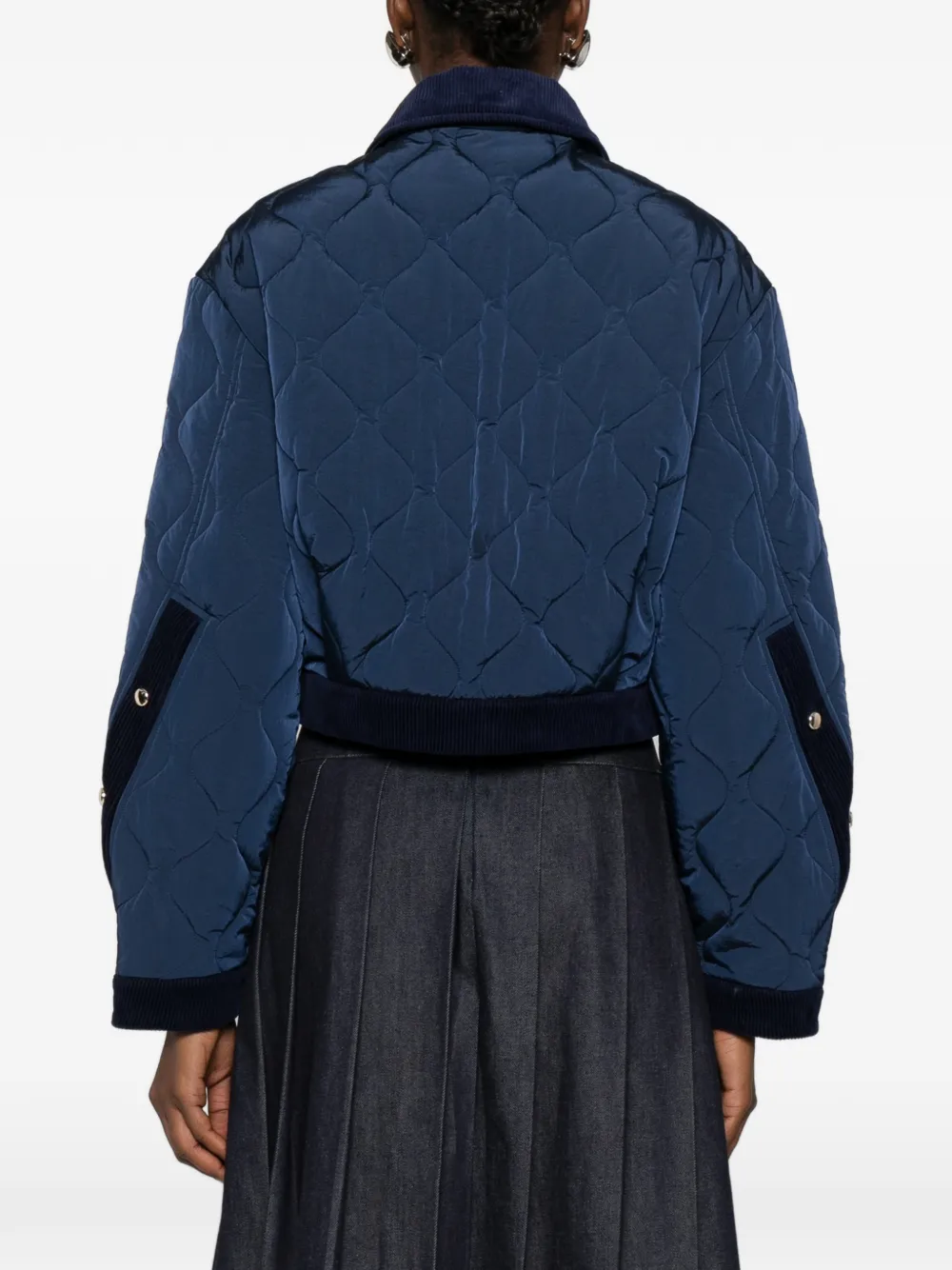 Maje Gewatteerd jack met fluwelen details Blauw