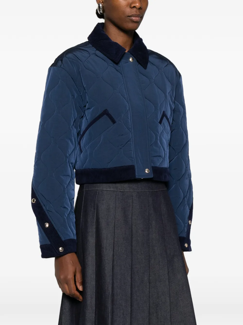  Maje Quilted Button Jacket - Blue 