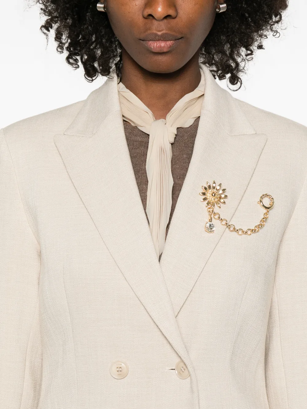 Maje Blazer met broche Beige