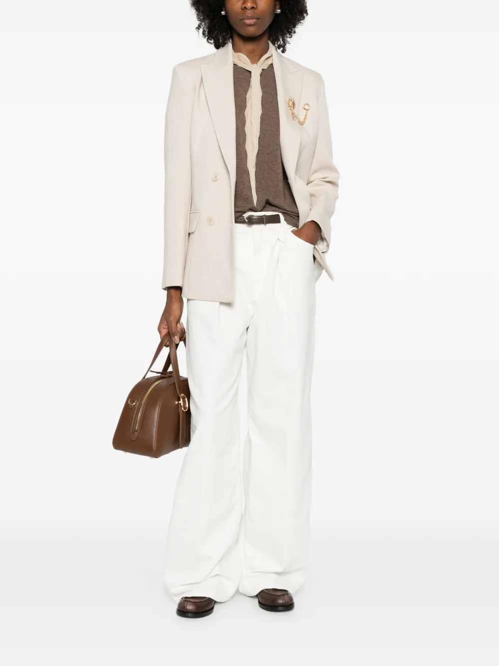  Maje Brooch-detail Blazer - Neutrals 