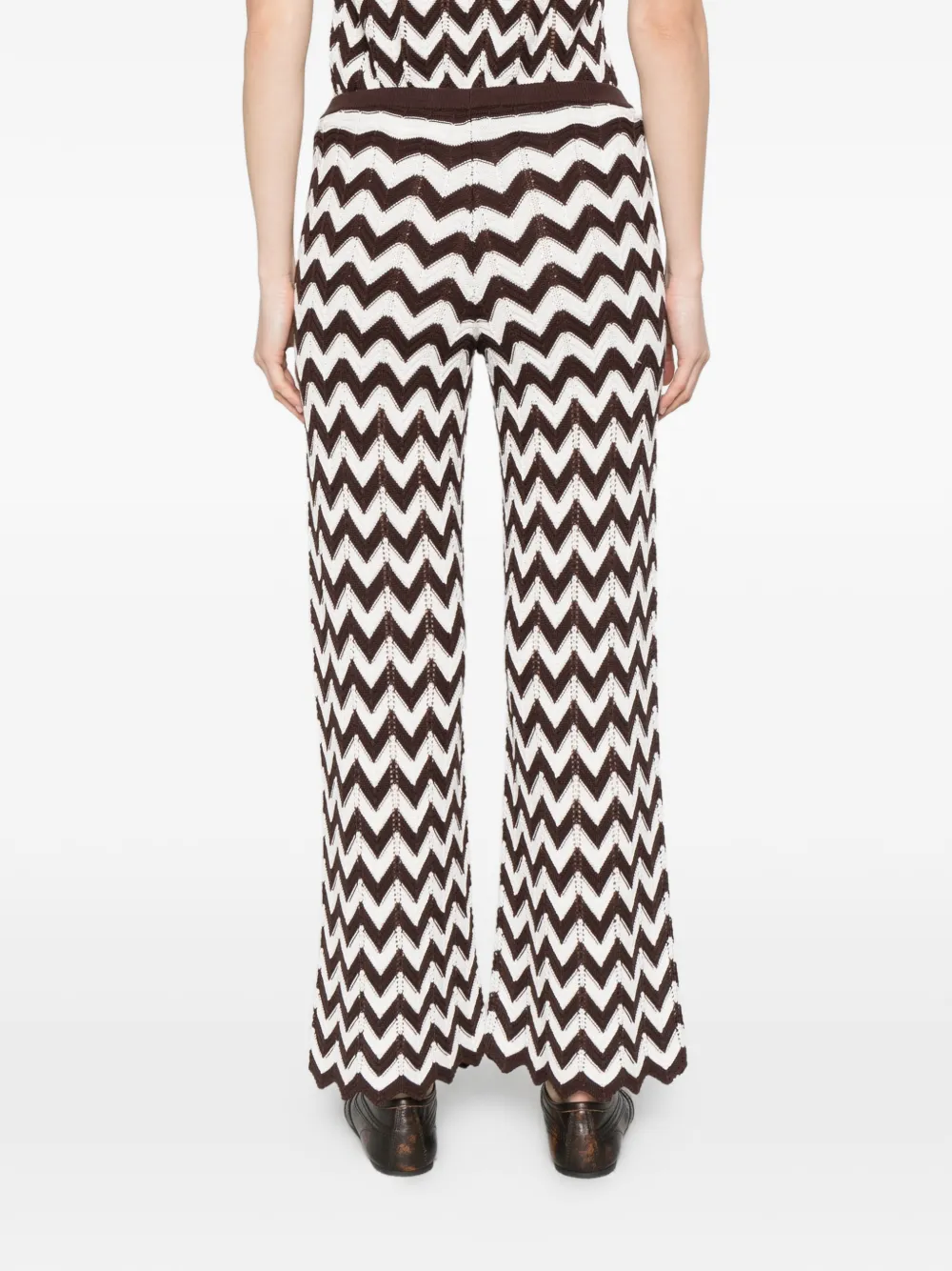 Maje Straight broek met zigzag-patroon Bruin
