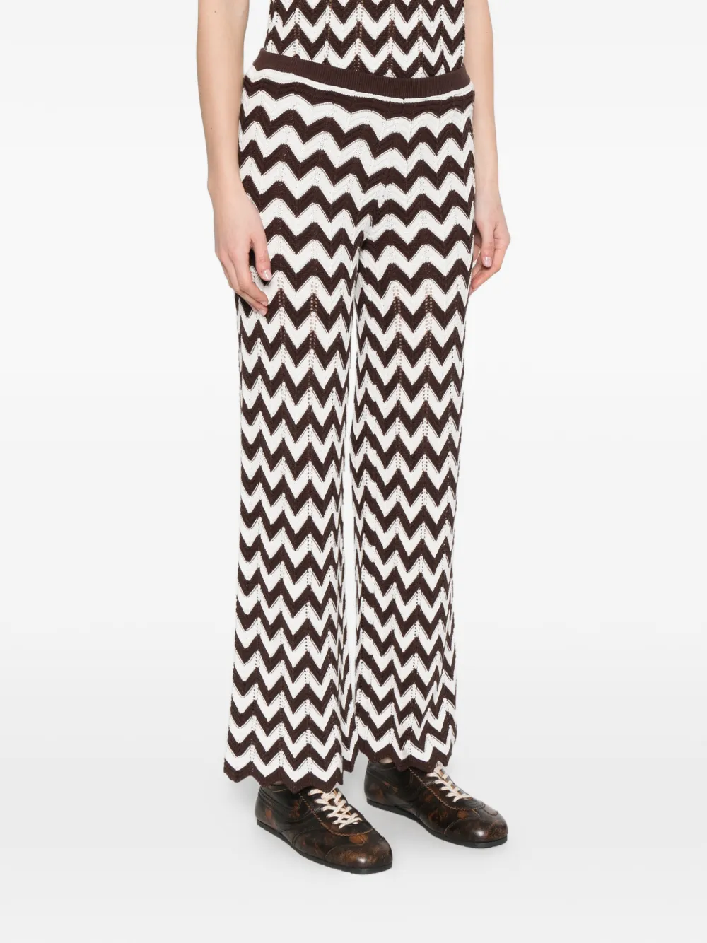  Maje Zig Zag Straight Trousers - Brown 