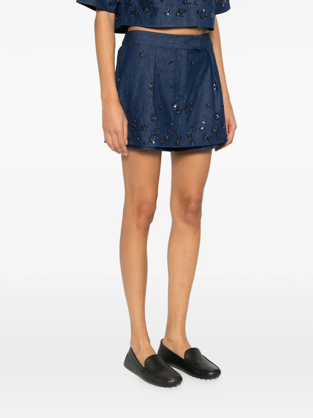  Maje Sequin-embellished Short Shorts - Blue 