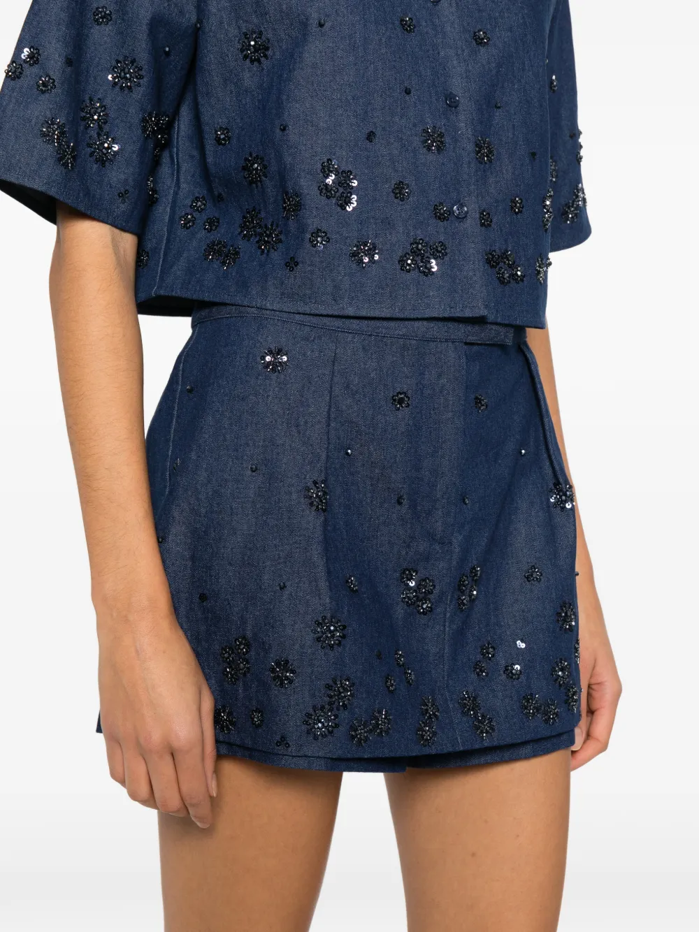Maje Spijkershorts verfraaid met pailletten Blauw