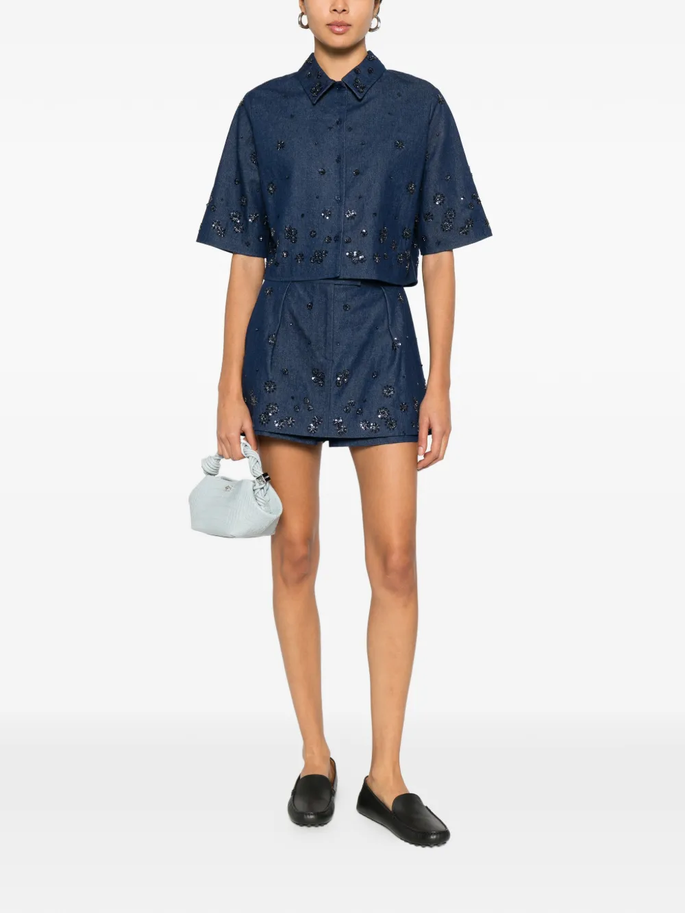  Maje Sequin-embellished Short Shorts - Blue 