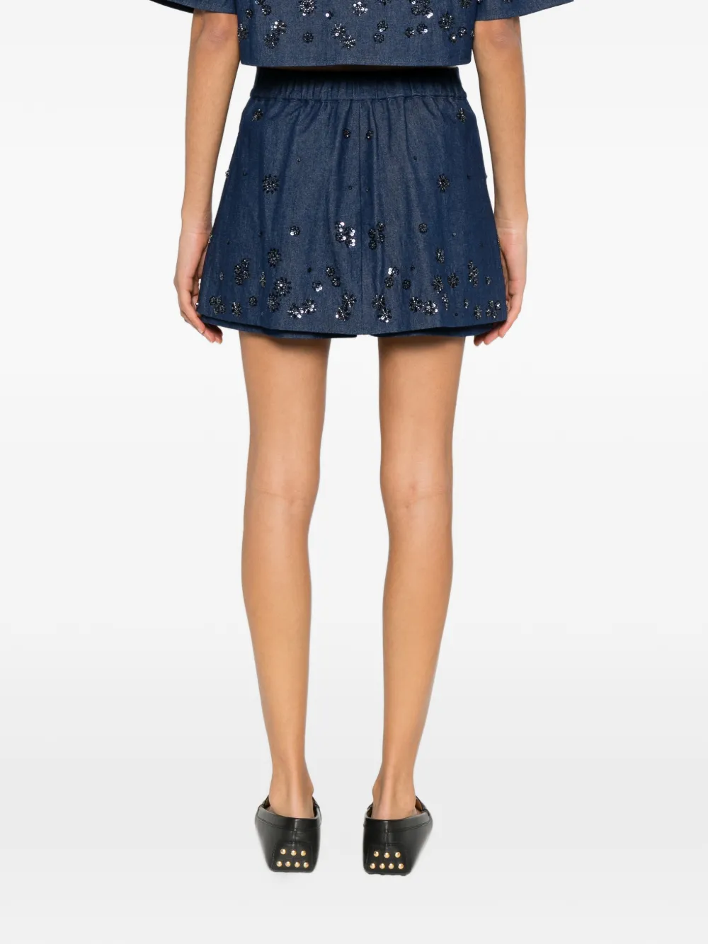 Maje Spijkershorts verfraaid met pailletten Blauw