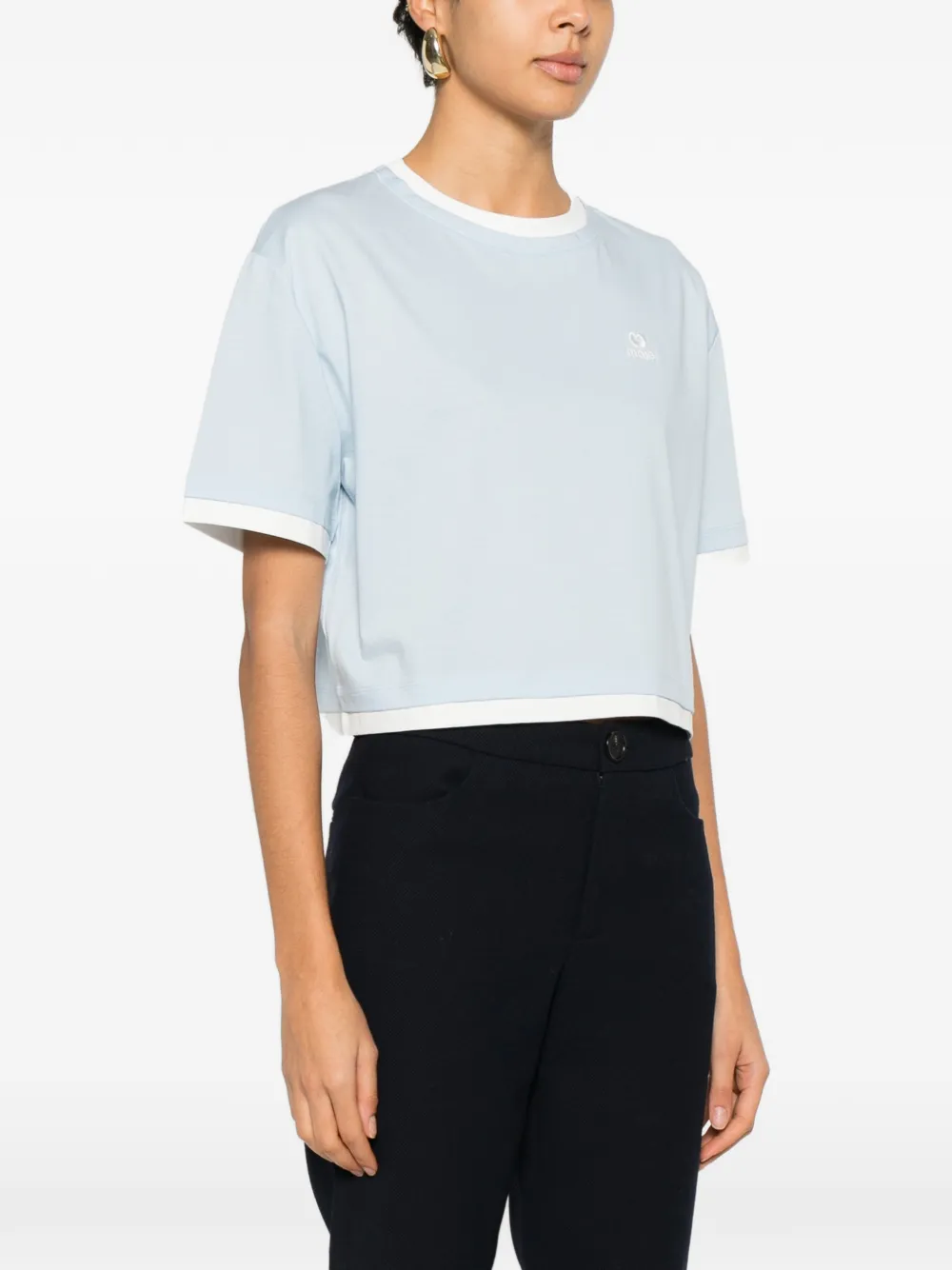  Maje Logo-embroidered T-shirt - Blue 