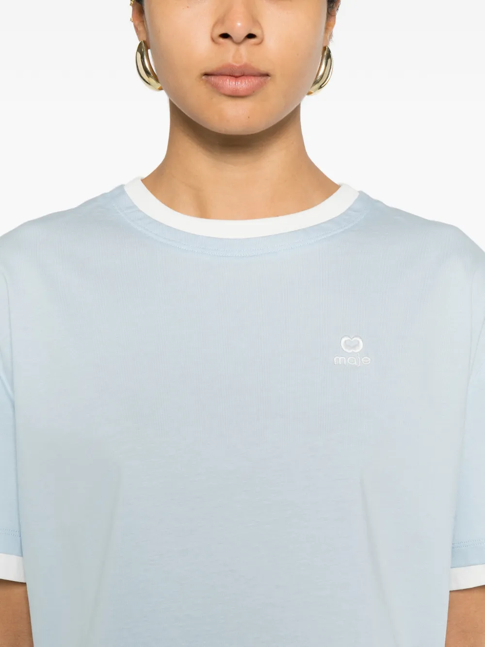 Maje T-shirt met geborduurd logo Blauw