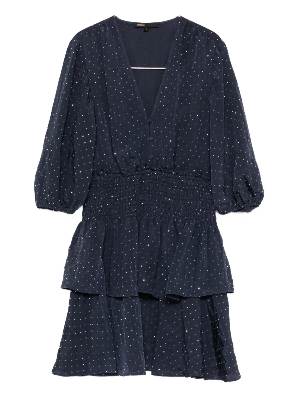 Maje Abito corto con scollo a V e cristalli - Blu