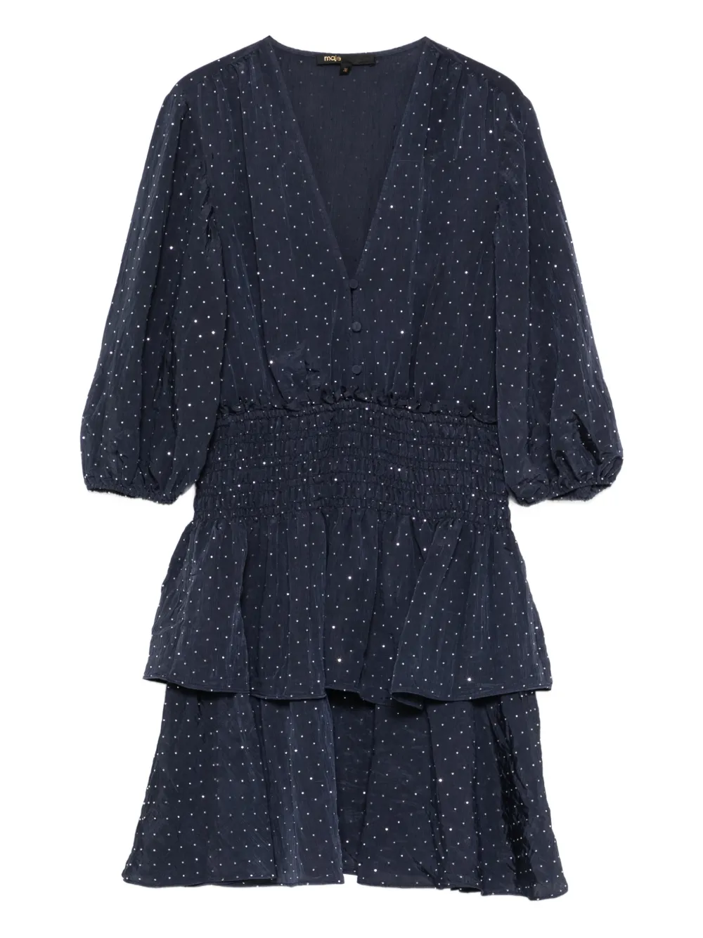 Maje Abito corto con scollo a V e cristalli - Blu