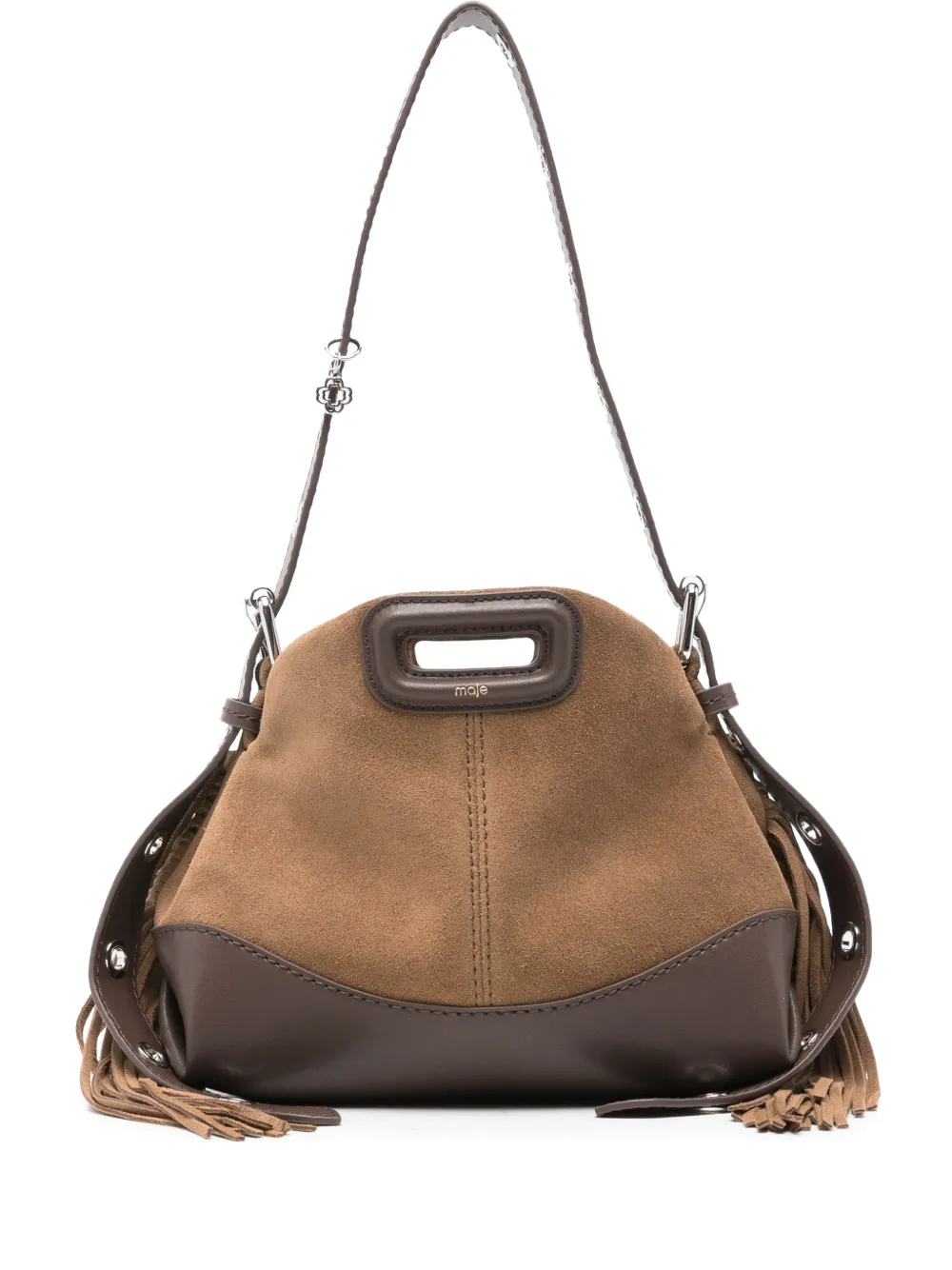 Maje Miss M fringed strap shoulder bag - Marrone
