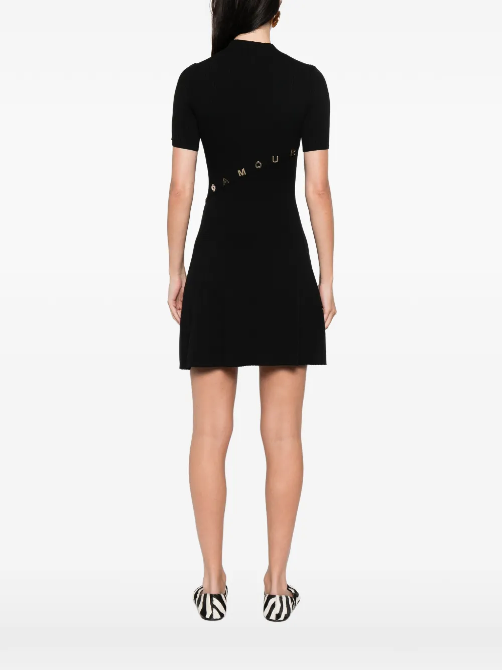 Button-Ribbed Knitted Mini Dress