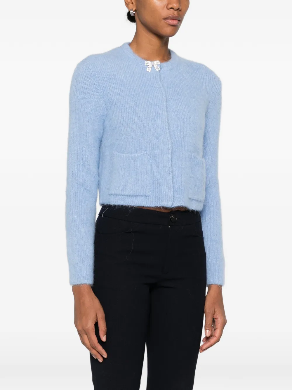  Maje Bow-detail Long-sleeves Cardigan - Blue 