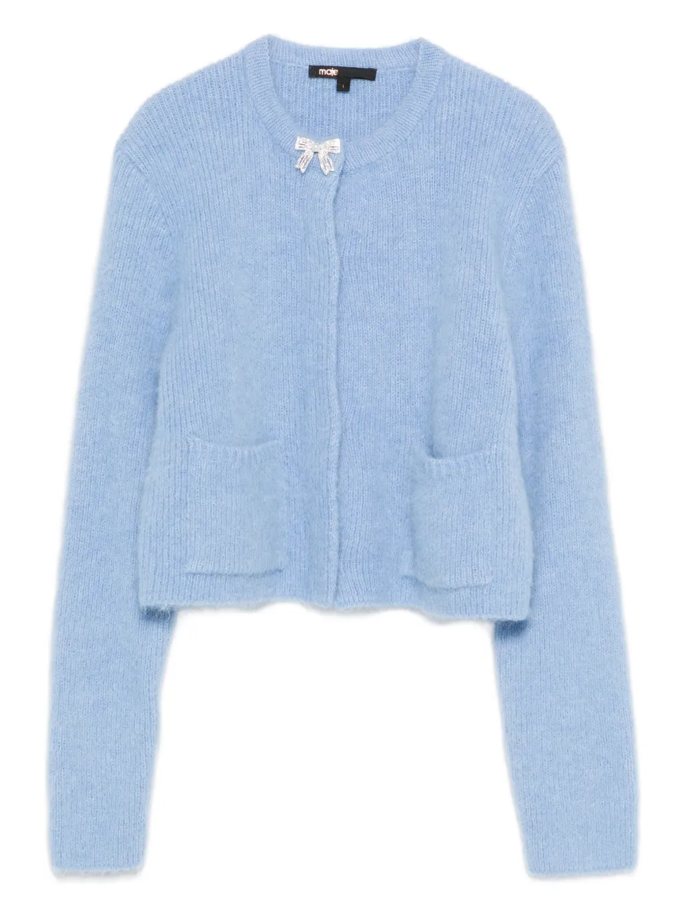 Maje bow-detail long-sleeves cardigan | Blue | Image 1