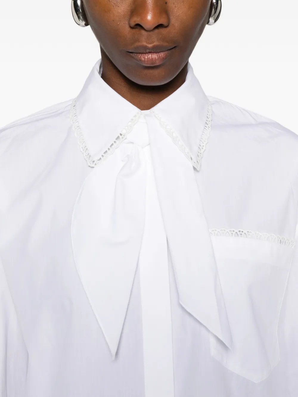 Maje Blouse met gehaakte kraag Wit