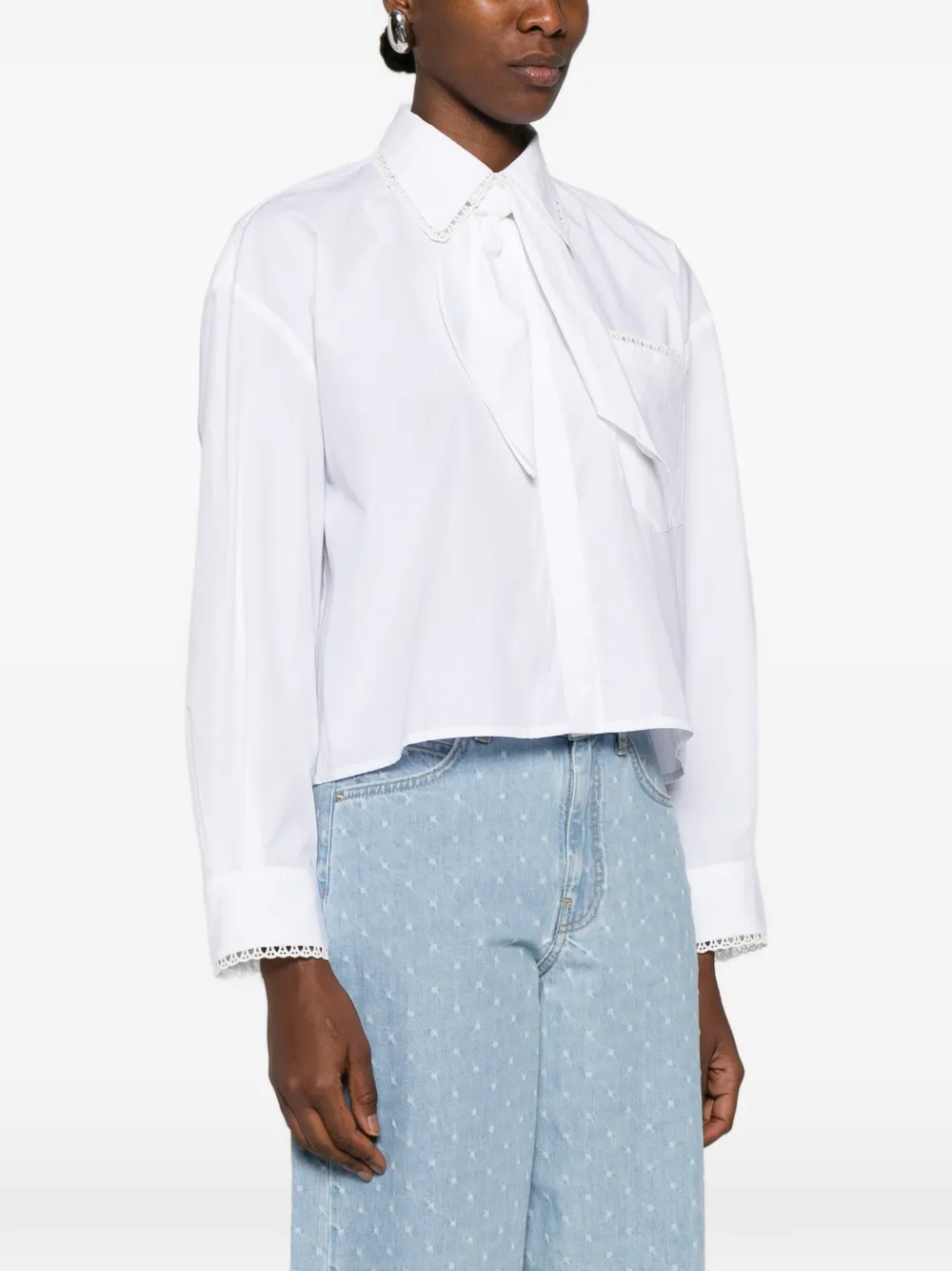 Maje Blouse met gehaakte kraag Wit
