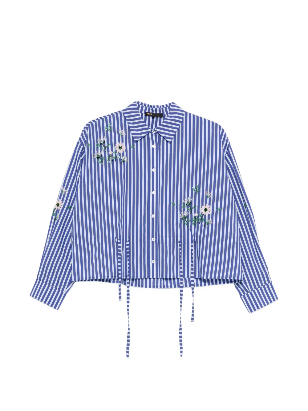 Maje Camicia a righe con ricamo - Blu