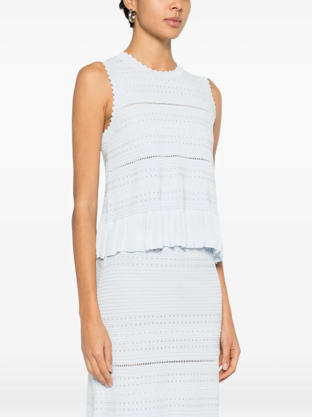  Maje Ruffled Knitted Top - Blue 