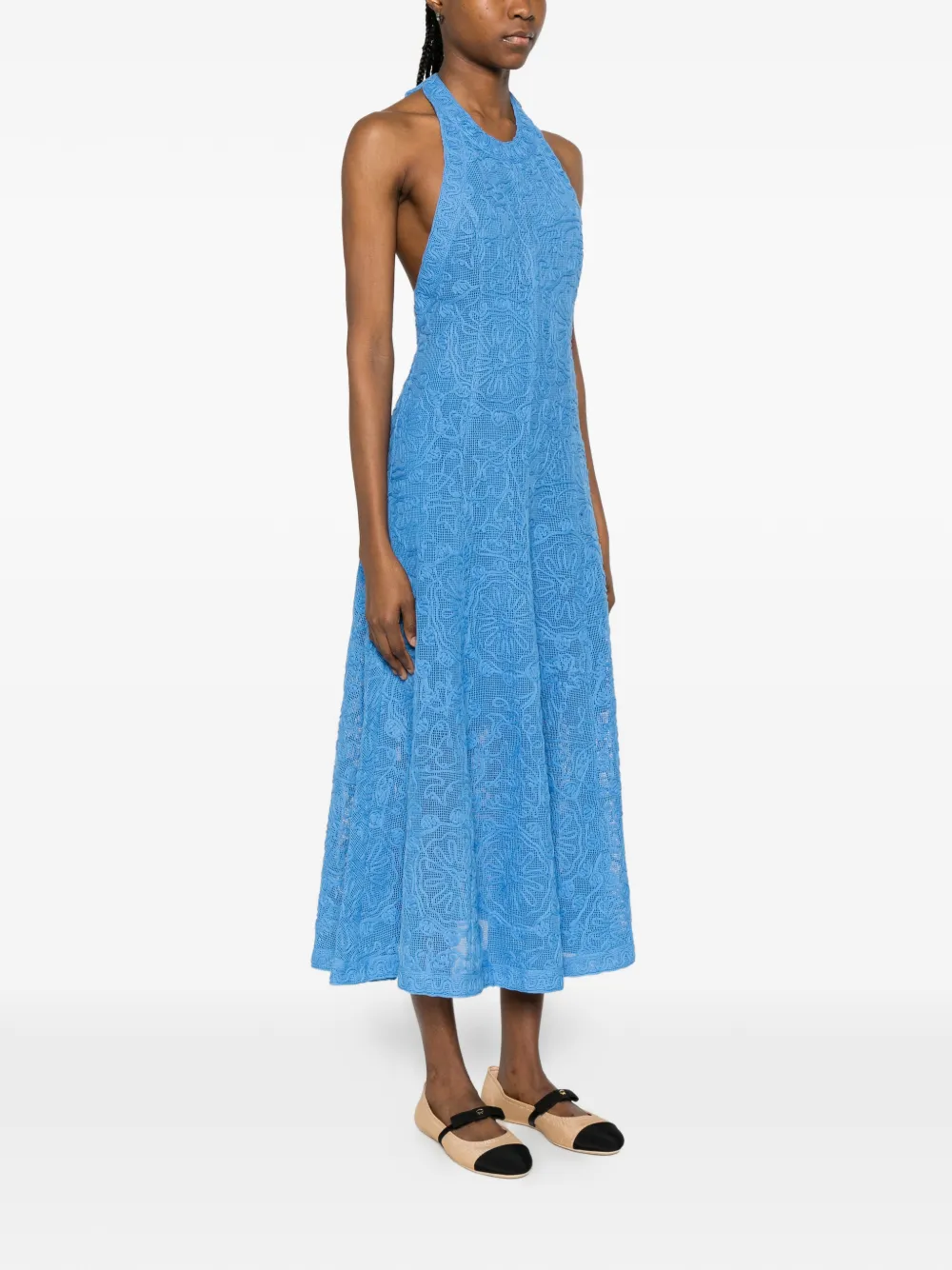 Maje Midi-jurk met open rug Blauw