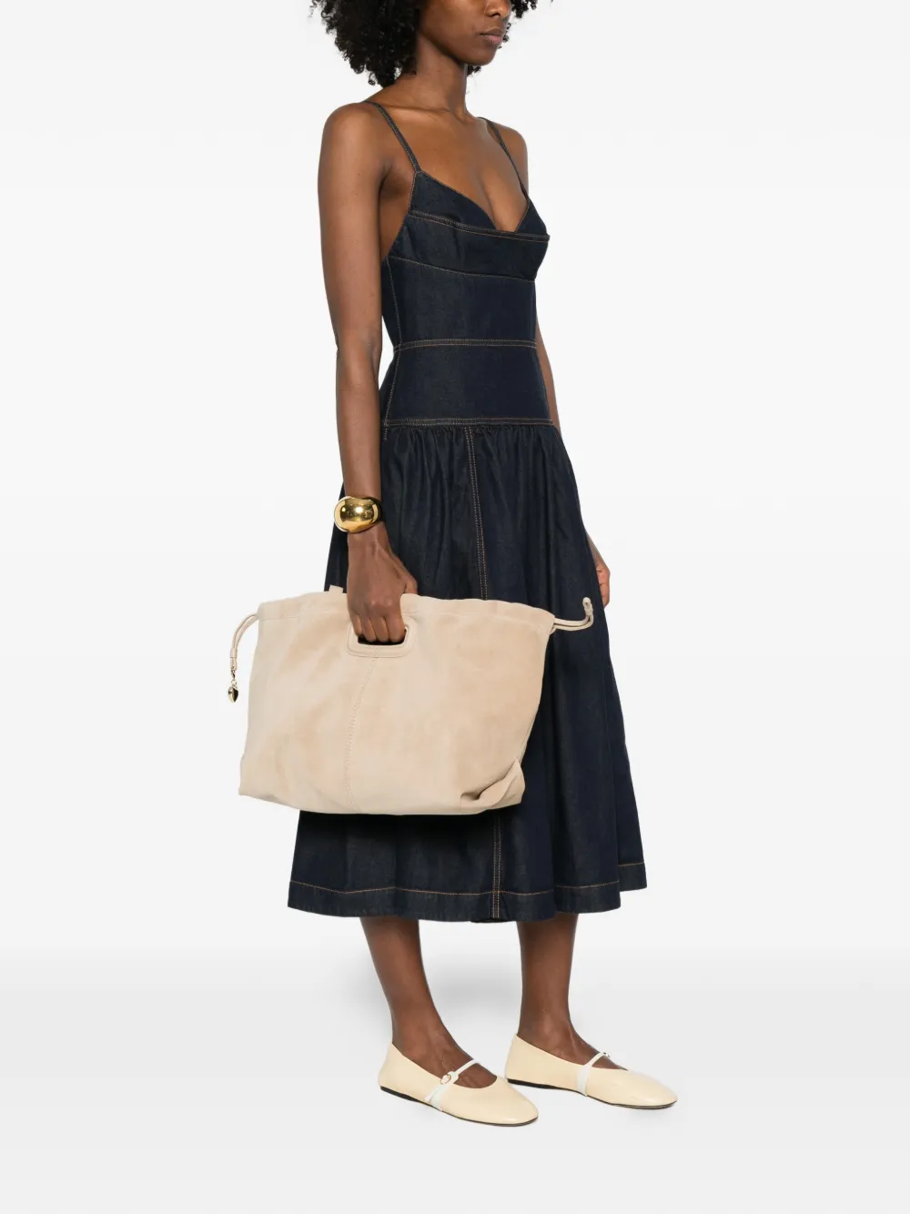 Maje Cutout Leather Shoulder Bag - Neutrals 