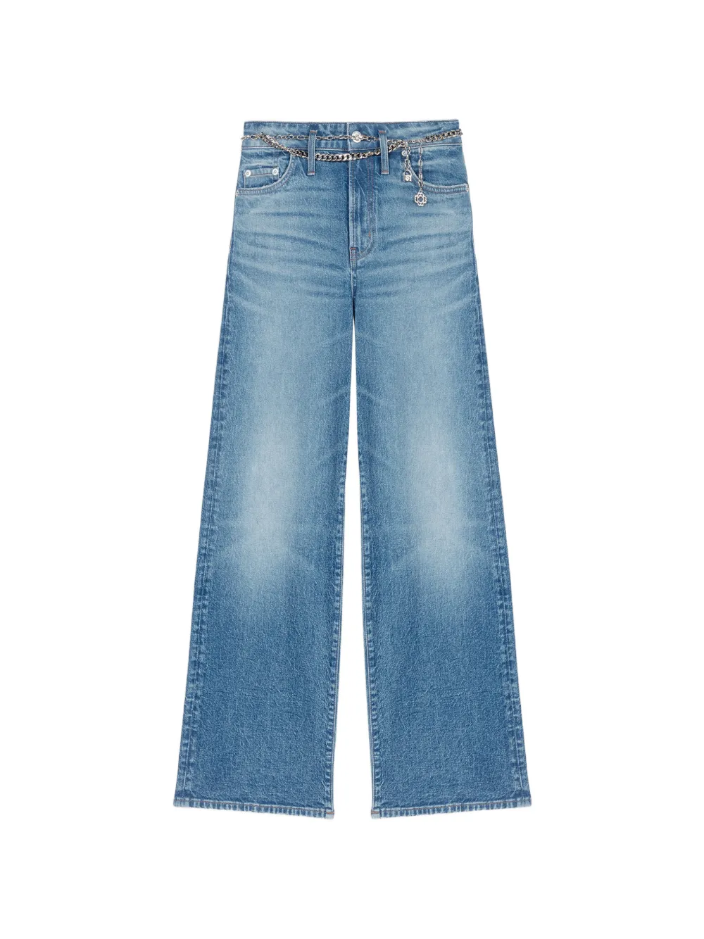 Maje chain-belt faded jeans - Blu